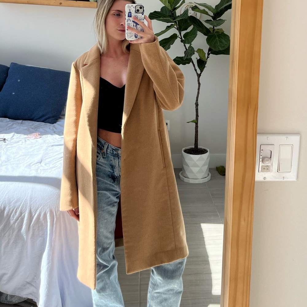 ann taylor loft wool trench coat in tan